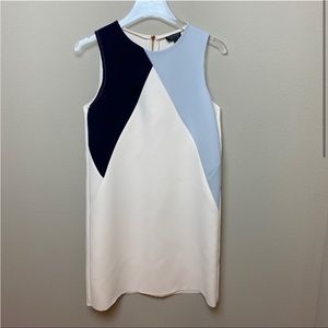 Topshop - Color Block Raw Edge Sleeveless Sheath Dress